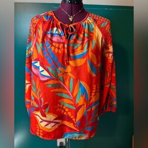 Spense Red Multicolor Floral Blouse